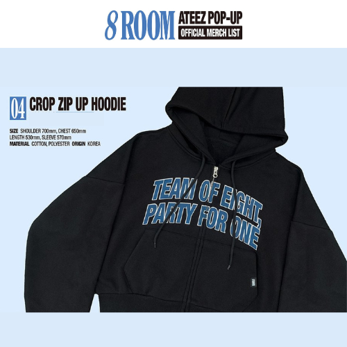 (PRE-ORDER) ATEEZ 8ROOM POP-UP - CROP ZIP UP HOODIE