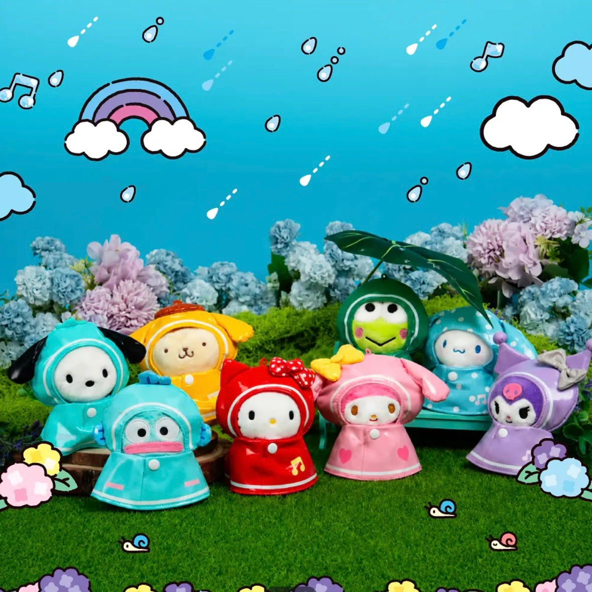 (PRE-ORDER) Sanrio Characters Rainy Day Raincoat Plush Keyring